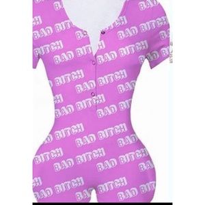 Cute pink bad B short sleeve shorts onesie